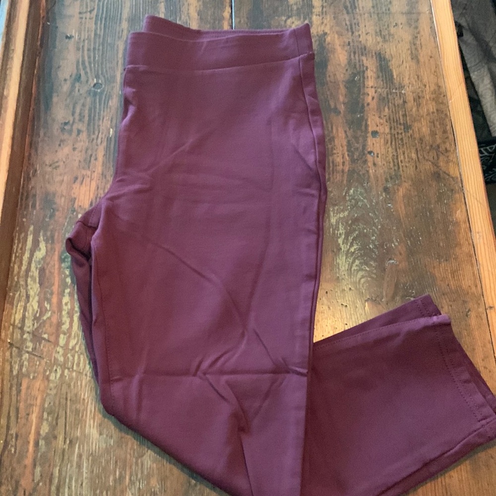 a.n.a. Womens Pull on Skinny Ankle Dress Pants Burgundy Size Petite XL